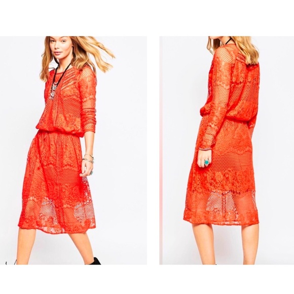 Free People Dresses & Skirts - FREE PEOPLE Luna Lace Dress in Pimento